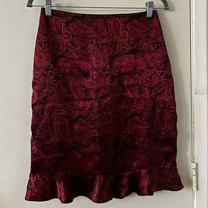 Vintage Satin Paisley Pink/Red Skirt